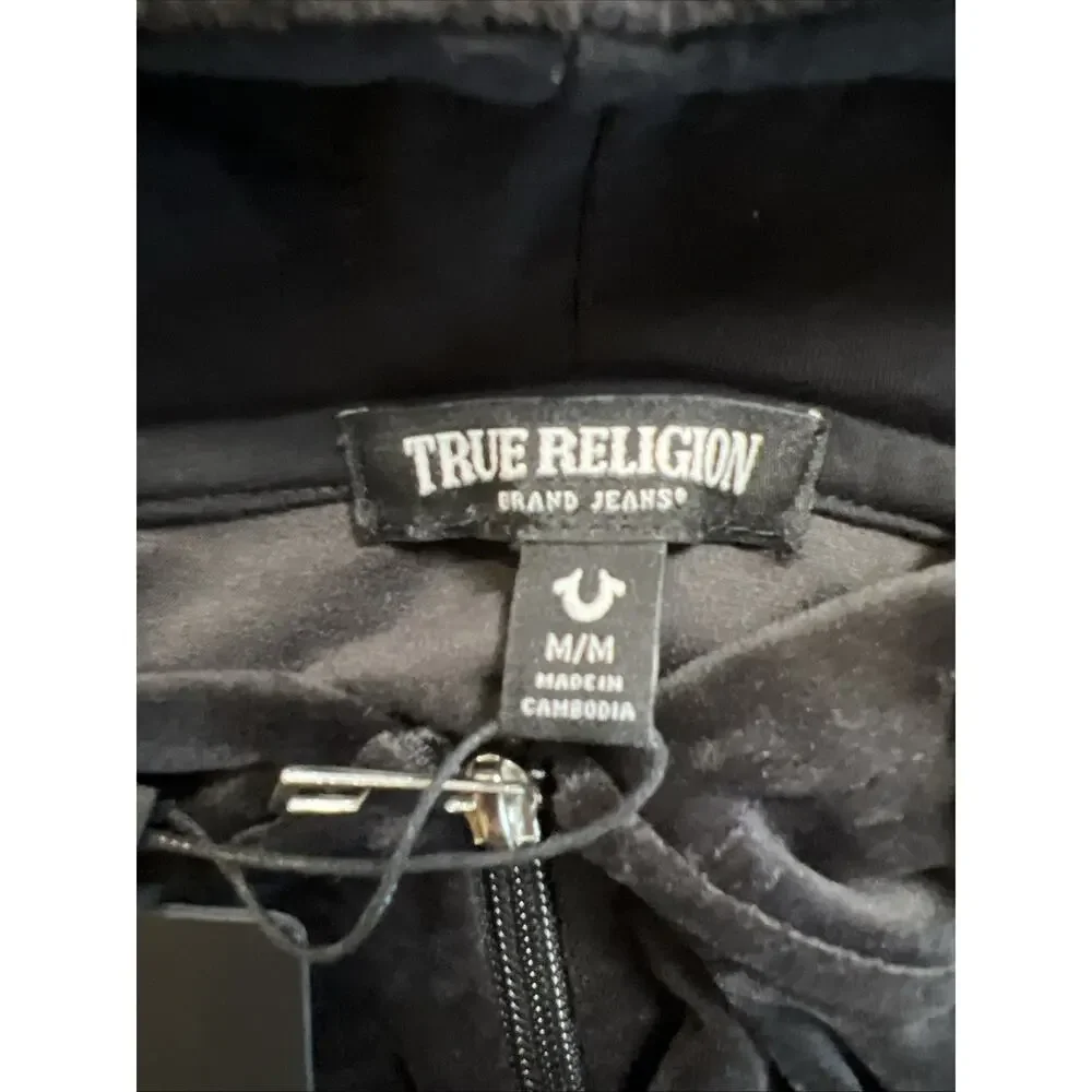 True Religion NWT Hoodie Mens M Black Buddha Full Zip Sweatshirt Jacket Sweater